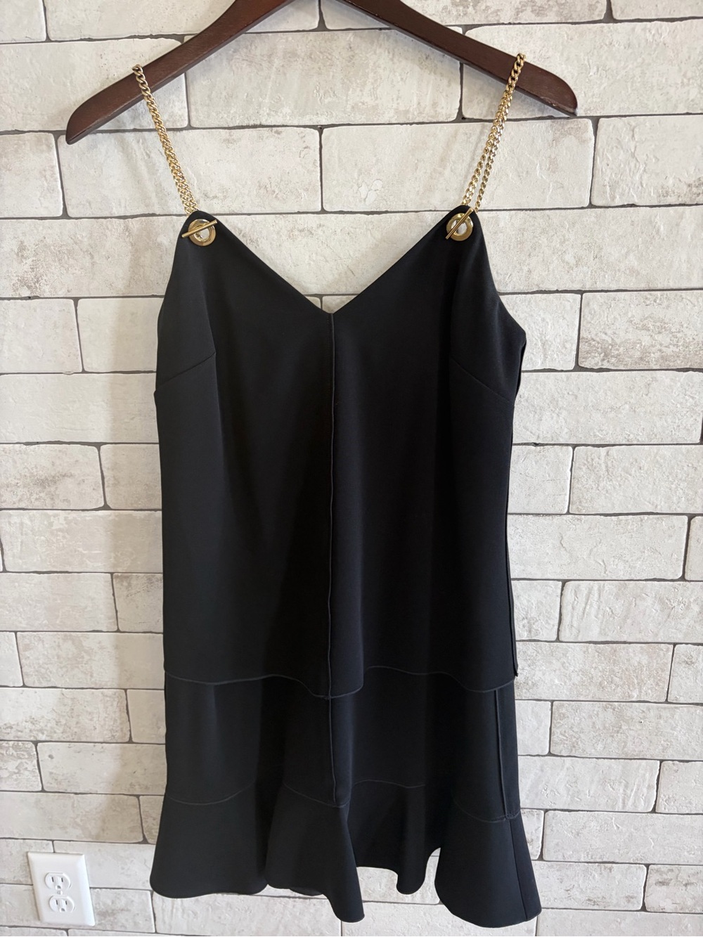 Derek Lam 10 Crosby Black Chain Strap Shift Dress Size 4 Elegant Minimalist